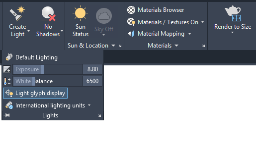 Default Lighting in AutoCAD 2016